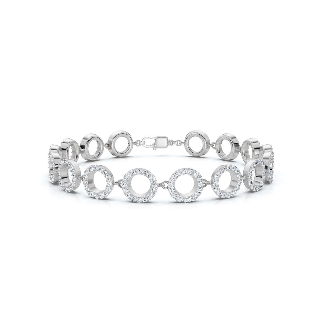 The Halo Carousel: 1.53 CTW Geometric Open-Disc Diamond Bracelet 14K-18K Gold/Platinum Band