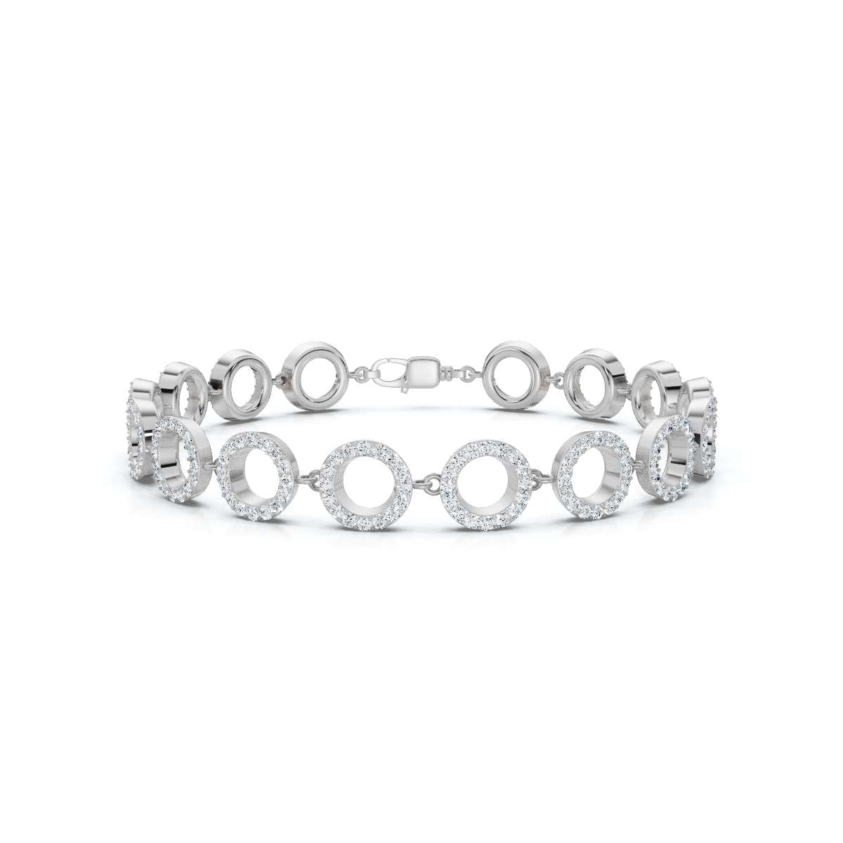 The Halo Carousel: 1.53 CTW Geometric Open-Disc Diamond Bracelet 14K-18K Gold/Platinum Band