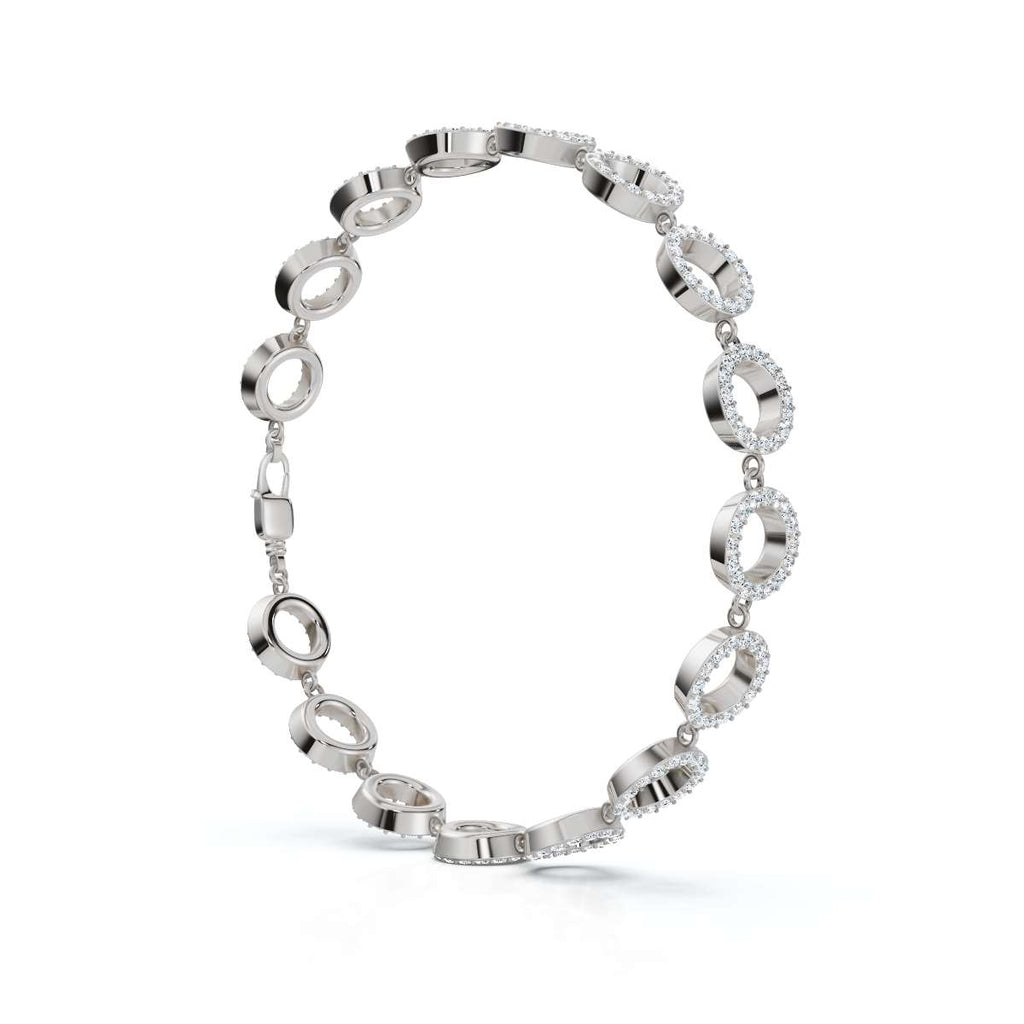 The Halo Carousel: 1.53 CTW Geometric Open-Disc Diamond Bracelet 14K-18K Gold/Platinum Band