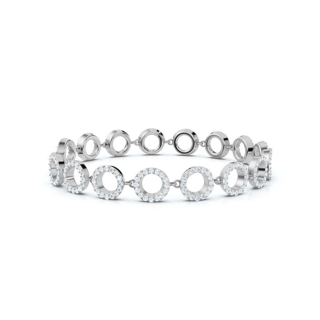 The Halo Carousel: 1.53 CTW Geometric Open-Disc Diamond Bracelet 14K-18K Gold/Platinum Band