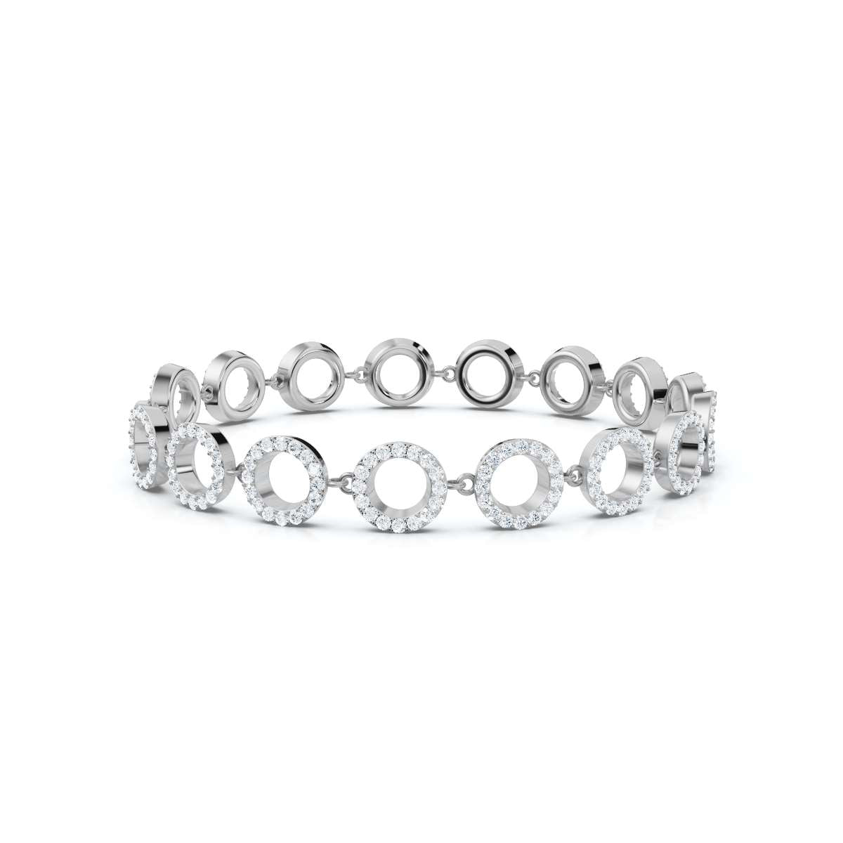 The Halo Carousel: 1.53 CTW Geometric Open-Disc Diamond Bracelet 14K-18K Gold/Platinum Band