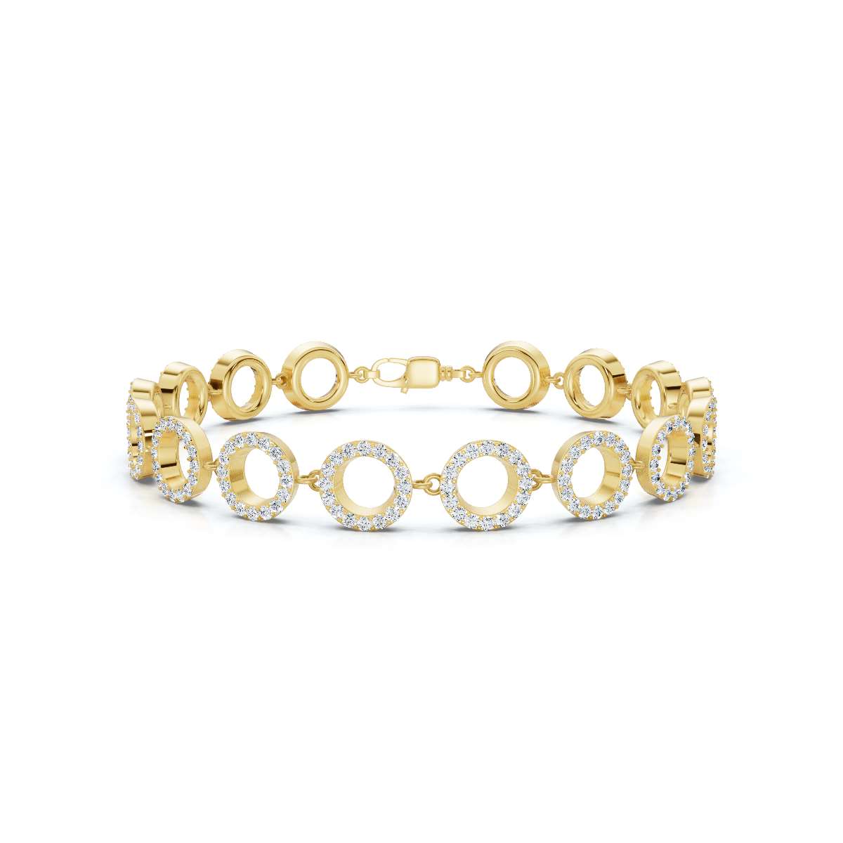 The Halo Carousel: 1.53 CTW Geometric Open-Disc Diamond Bracelet 14K-18K Gold/Platinum Band