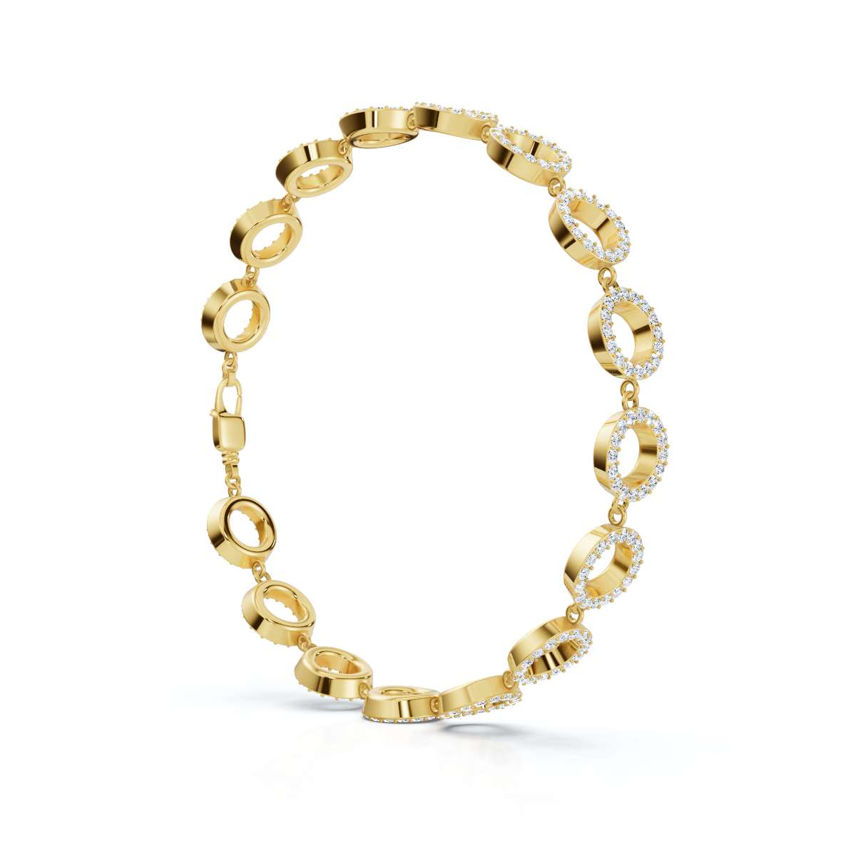 The Halo Carousel: 1.53 CTW Geometric Open-Disc Diamond Bracelet 14K-18K Gold/Platinum Band