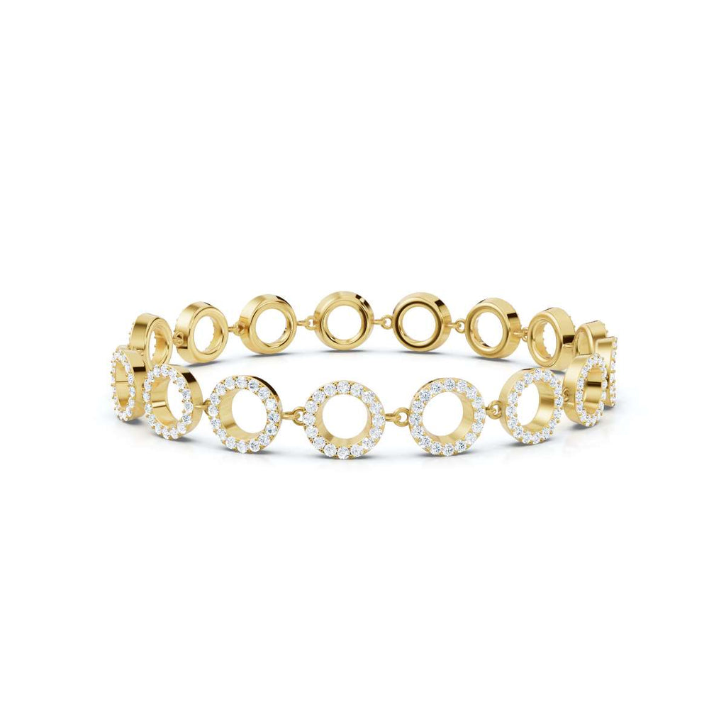 The Halo Carousel: 1.53 CTW Geometric Open-Disc Diamond Bracelet 14K-18K Gold/Platinum Band