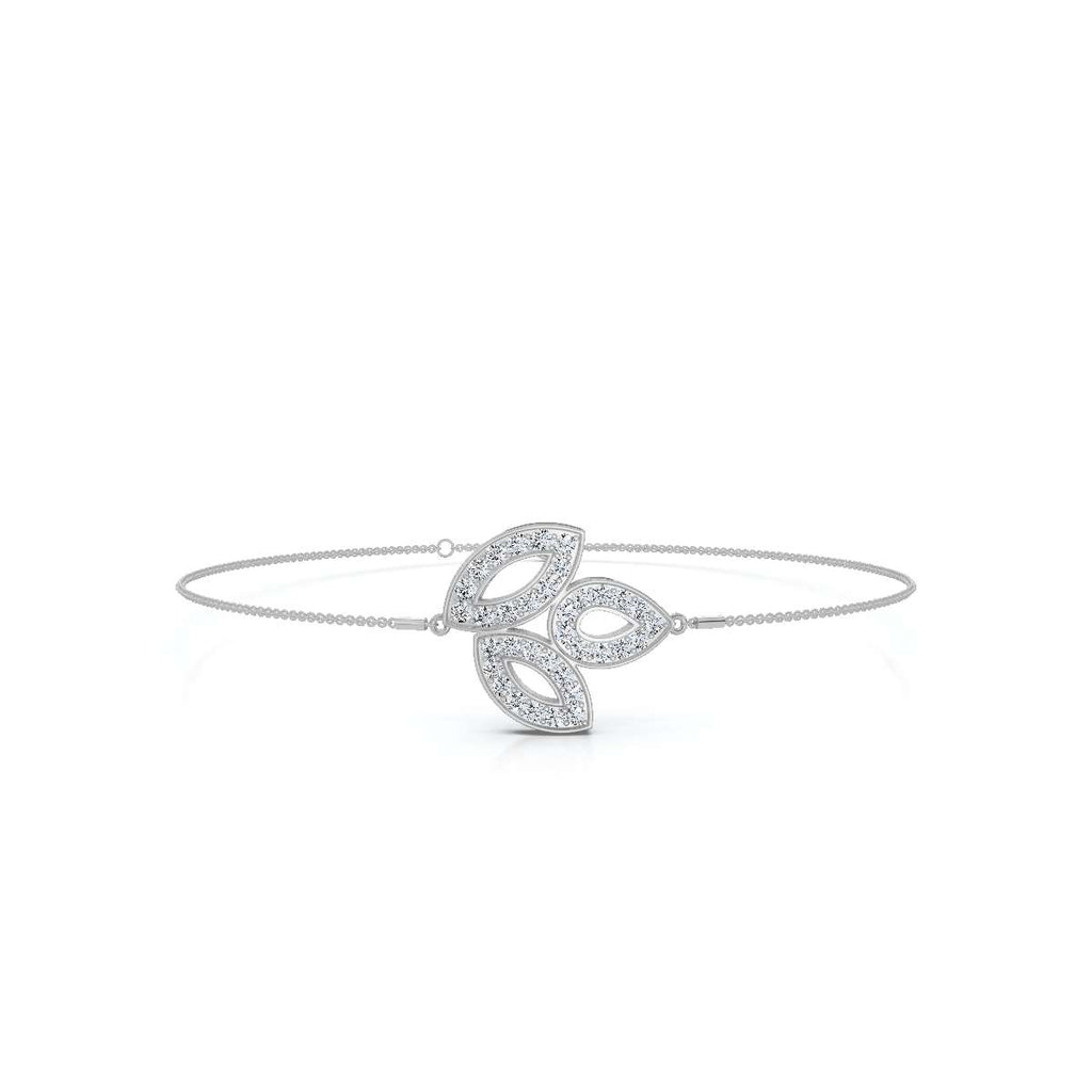 0.28 CTW Round Lab-Grown Diamond Open-Leaf Trio Chain Bracelet 14K-18K Gold/Platinum