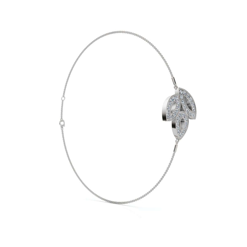 0.28 CTW Round Lab-Grown Diamond Open-Leaf Trio Chain Bracelet 14K-18K Gold/Platinum