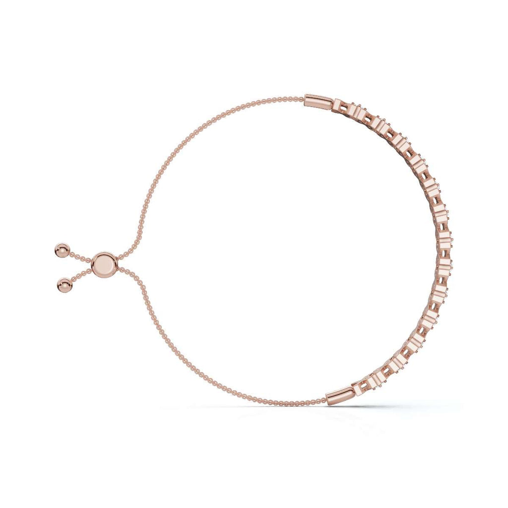 The XOXO Classic: 0.39 CTW Round Lab-Grown Diamond Geometric Motif Adjustable Bracelet Golden/Platinum
