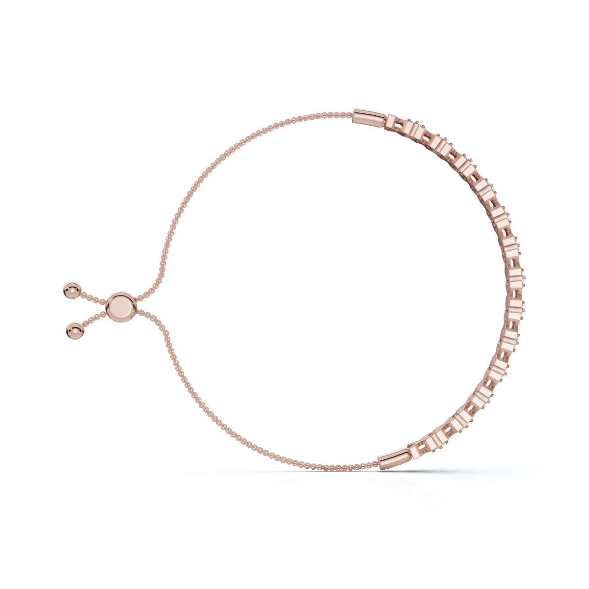The XOXO Classic: 0.39 CTW Round Lab-Grown Diamond Geometric Motif Adjustable Bracelet Golden/Platinum