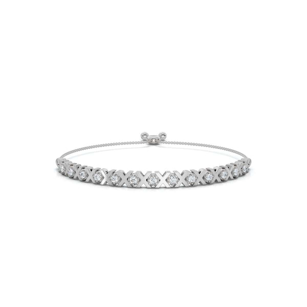 The XOXO Classic: 0.39 CTW Round Lab-Grown Diamond Geometric Motif Adjustable Bracelet Golden/Platinum