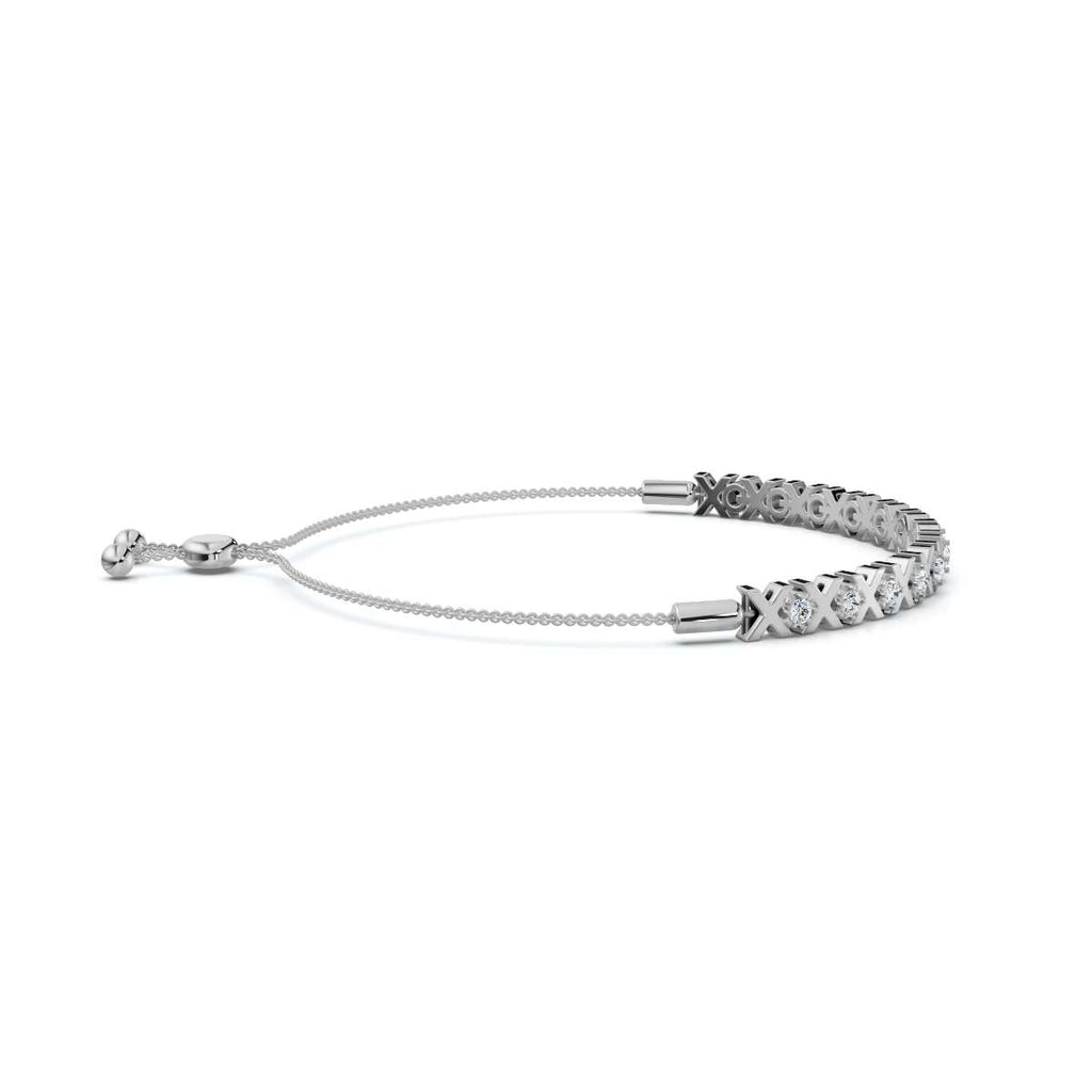 The XOXO Classic: 0.39 CTW Round Lab-Grown Diamond Geometric Motif Adjustable Bracelet Golden/Platinum