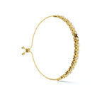 The XOXO Classic: 0.39 CTW Round Lab-Grown Diamond Geometric Motif Adjustable Bracelet Golden/Platinum