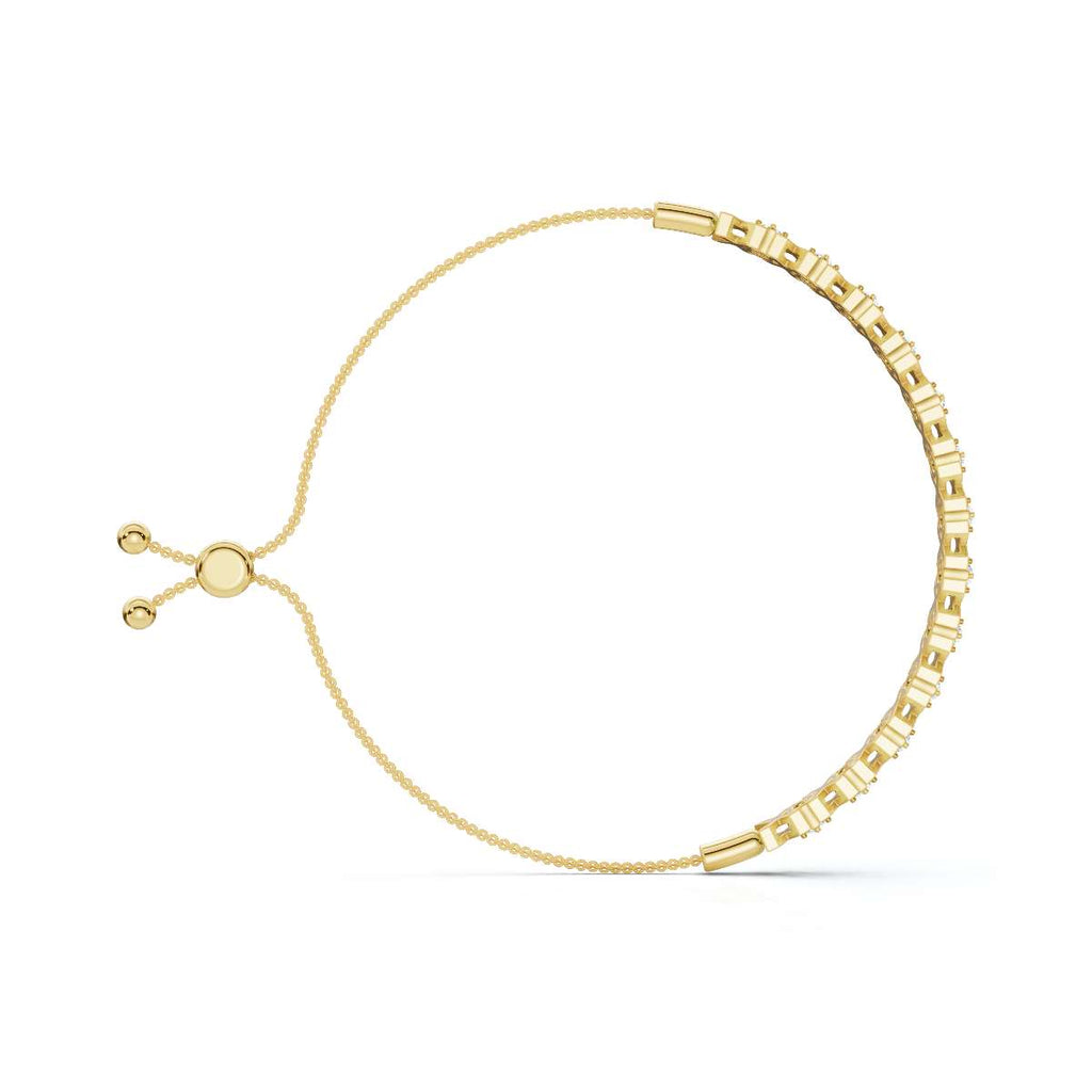 The XOXO Classic: 0.39 CTW Round Lab-Grown Diamond Geometric Motif Adjustable Bracelet Golden/Platinum