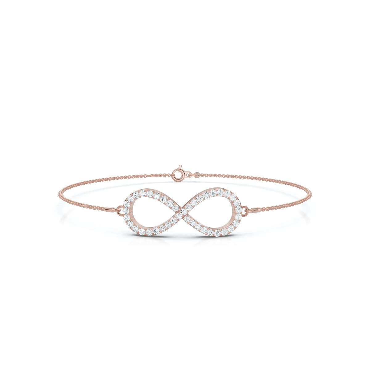 The Infinite Line: 0.38 CTW Round Lab-Grown Diamond Crossover Figure-8 Bracelet 14K-18K Gold/Platinum