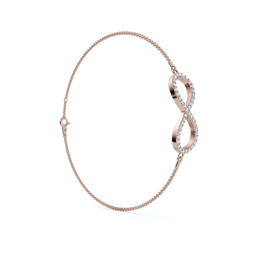 The Infinite Line: 0.38 CTW Round Lab-Grown Diamond Crossover Figure-8 Bracelet 14K-18K Gold/Platinum
