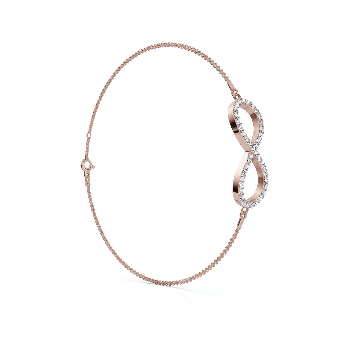 The Infinite Line: 0.38 CTW Round Lab-Grown Diamond Crossover Figure-8 Bracelet 14K-18K Gold/Platinum