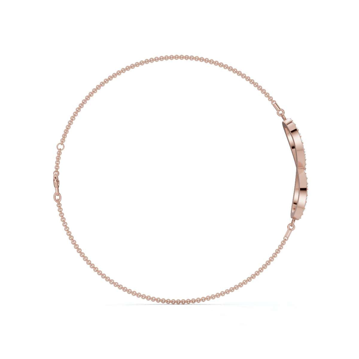 The Infinite Line: 0.38 CTW Round Lab-Grown Diamond Crossover Figure-8 Bracelet 14K-18K Gold/Platinum
