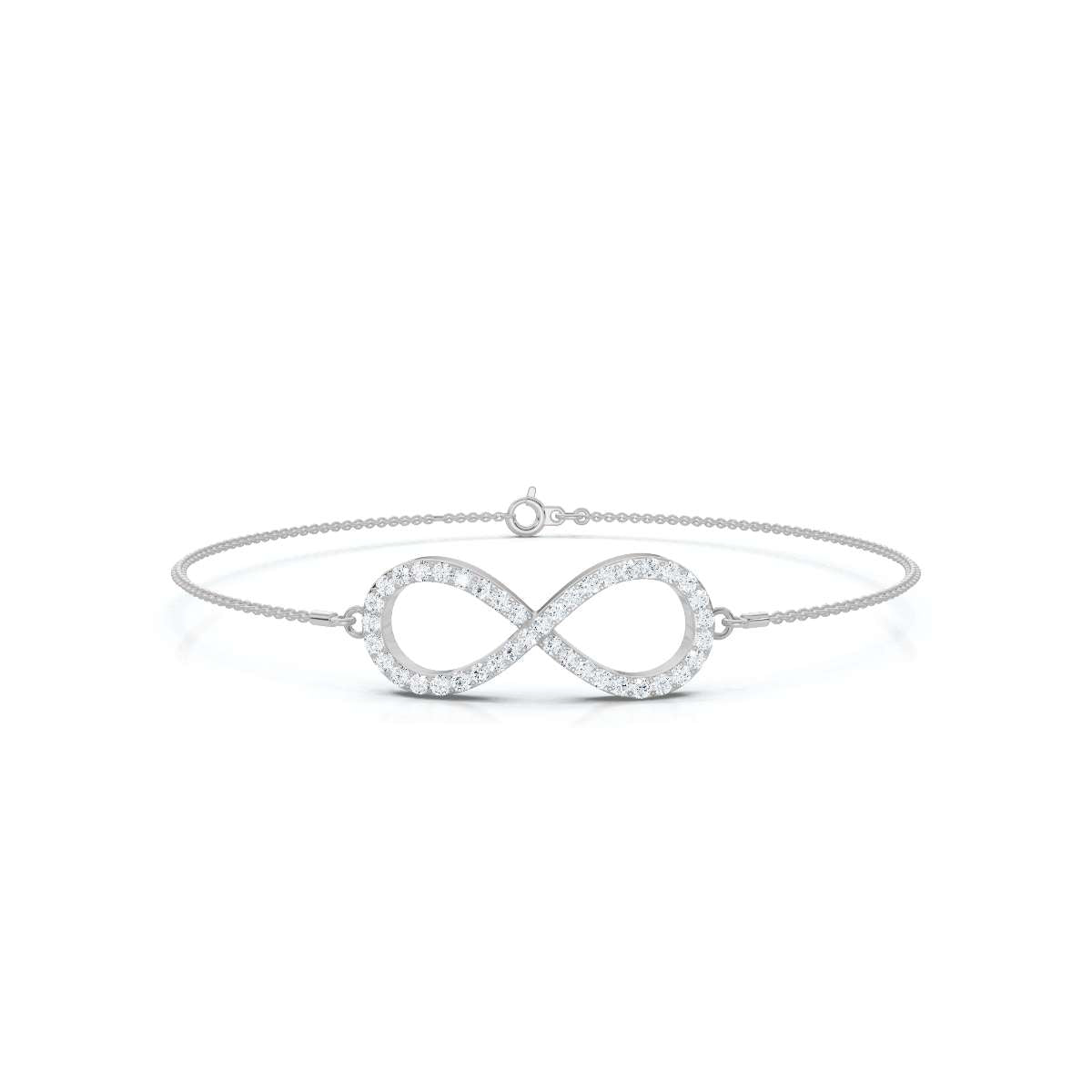 The Infinite Line: 0.38 CTW Round Lab-Grown Diamond Crossover Figure-8 Bracelet 14K-18K Gold/Platinum