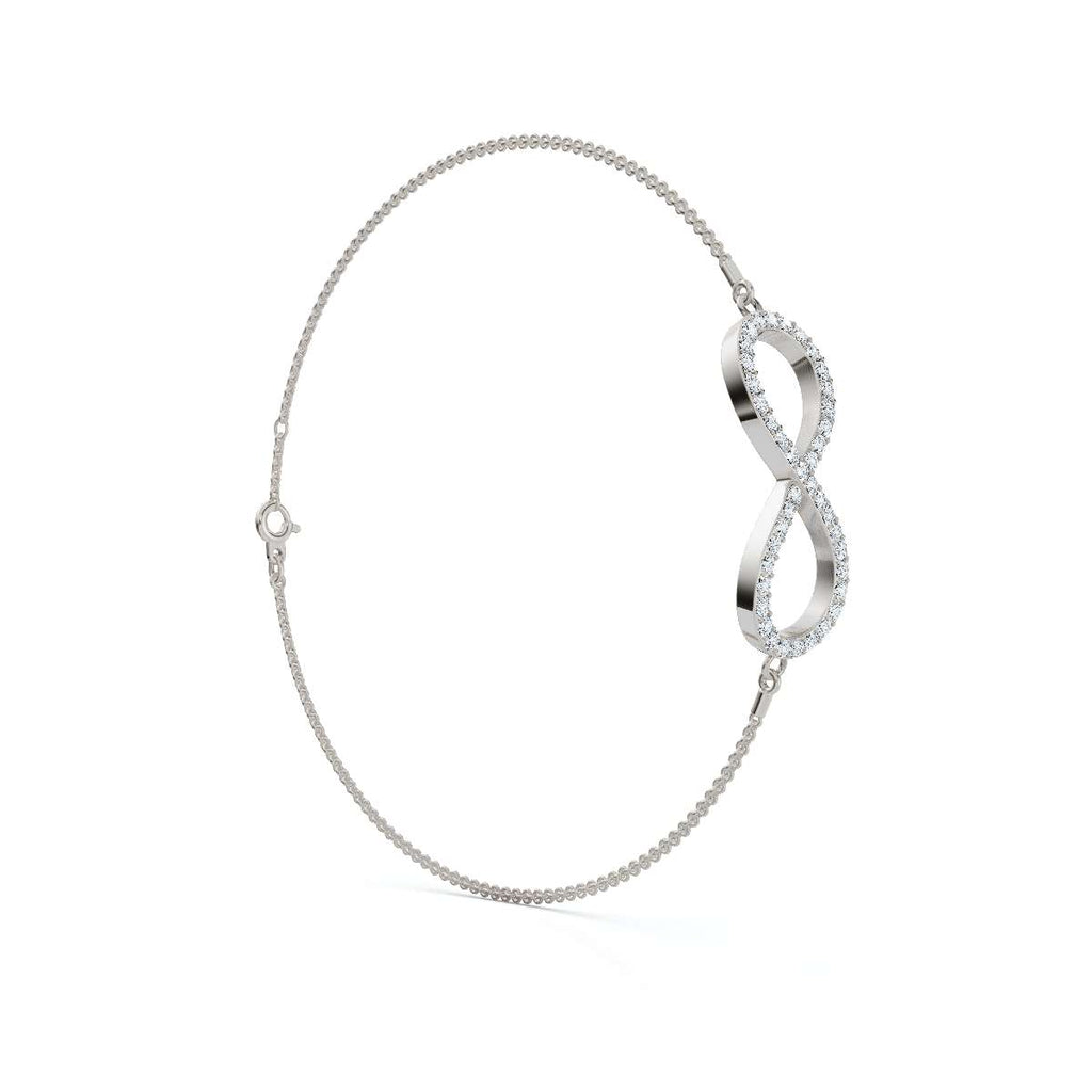 The Infinite Line: 0.38 CTW Round Lab-Grown Diamond Crossover Figure-8 Bracelet 14K-18K Gold/Platinum