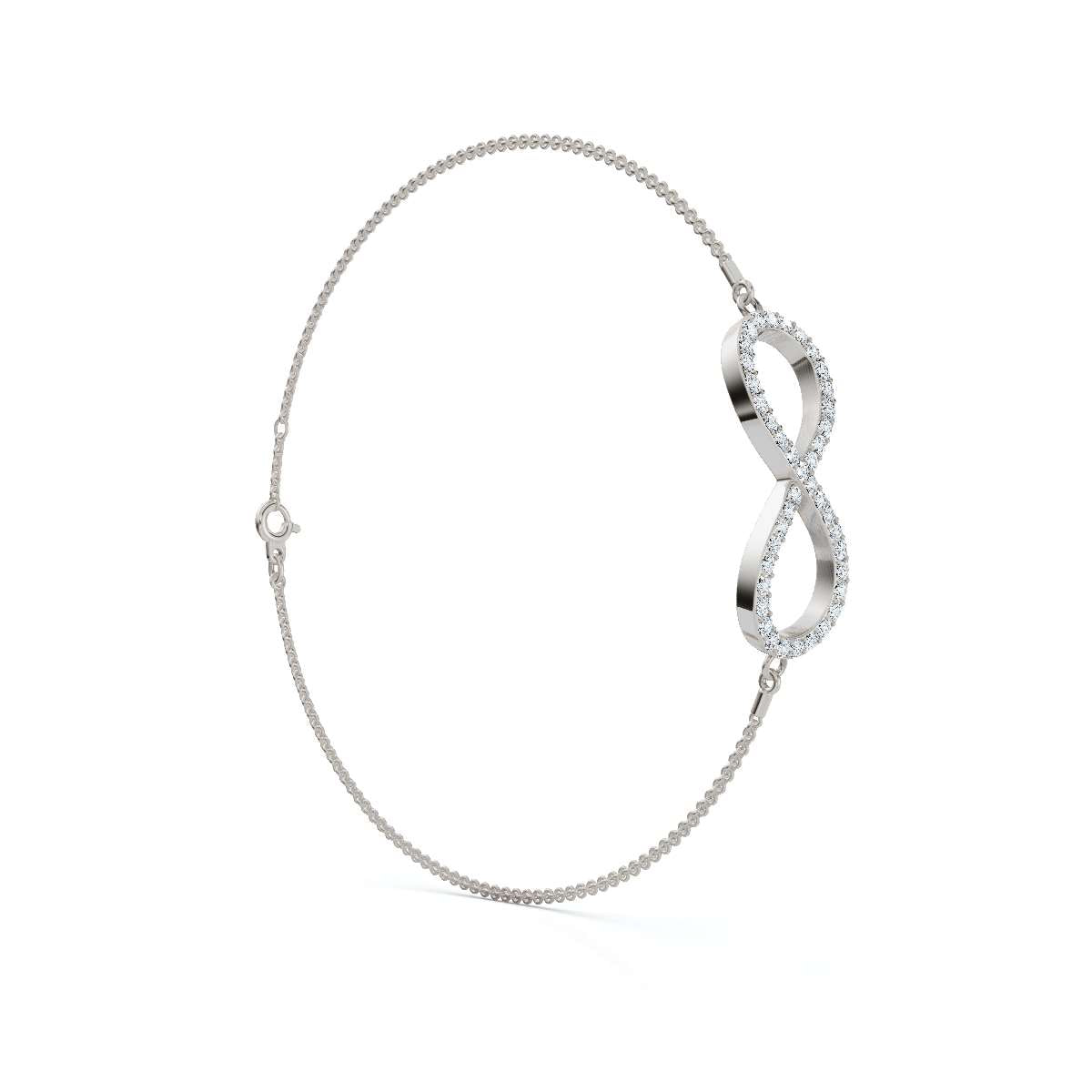 The Infinite Line: 0.38 CTW Round Lab-Grown Diamond Crossover Figure-8 Bracelet 14K-18K Gold/Platinum