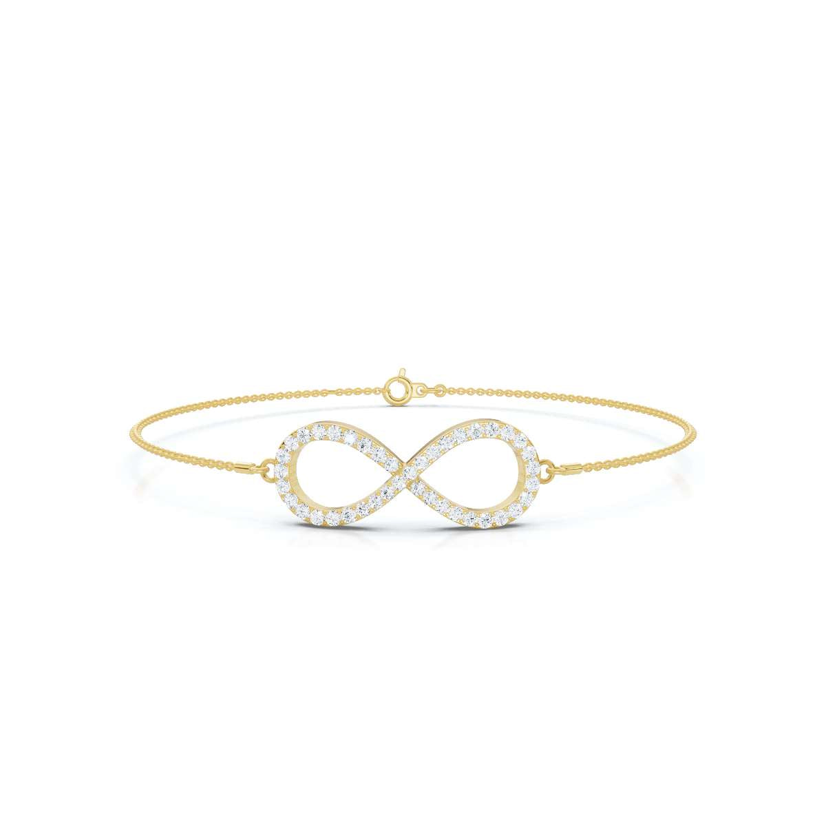 The Infinite Line: 0.38 CTW Round Lab-Grown Diamond Crossover Figure-8 Bracelet 14K-18K Gold/Platinum