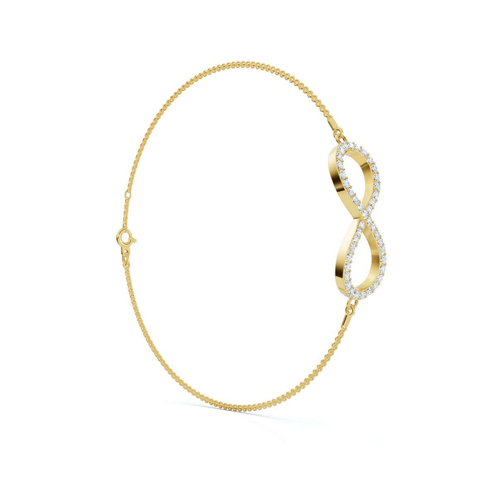 The Infinite Line: 0.38 CTW Round Lab-Grown Diamond Crossover Figure-8 Bracelet 14K-18K Gold/Platinum