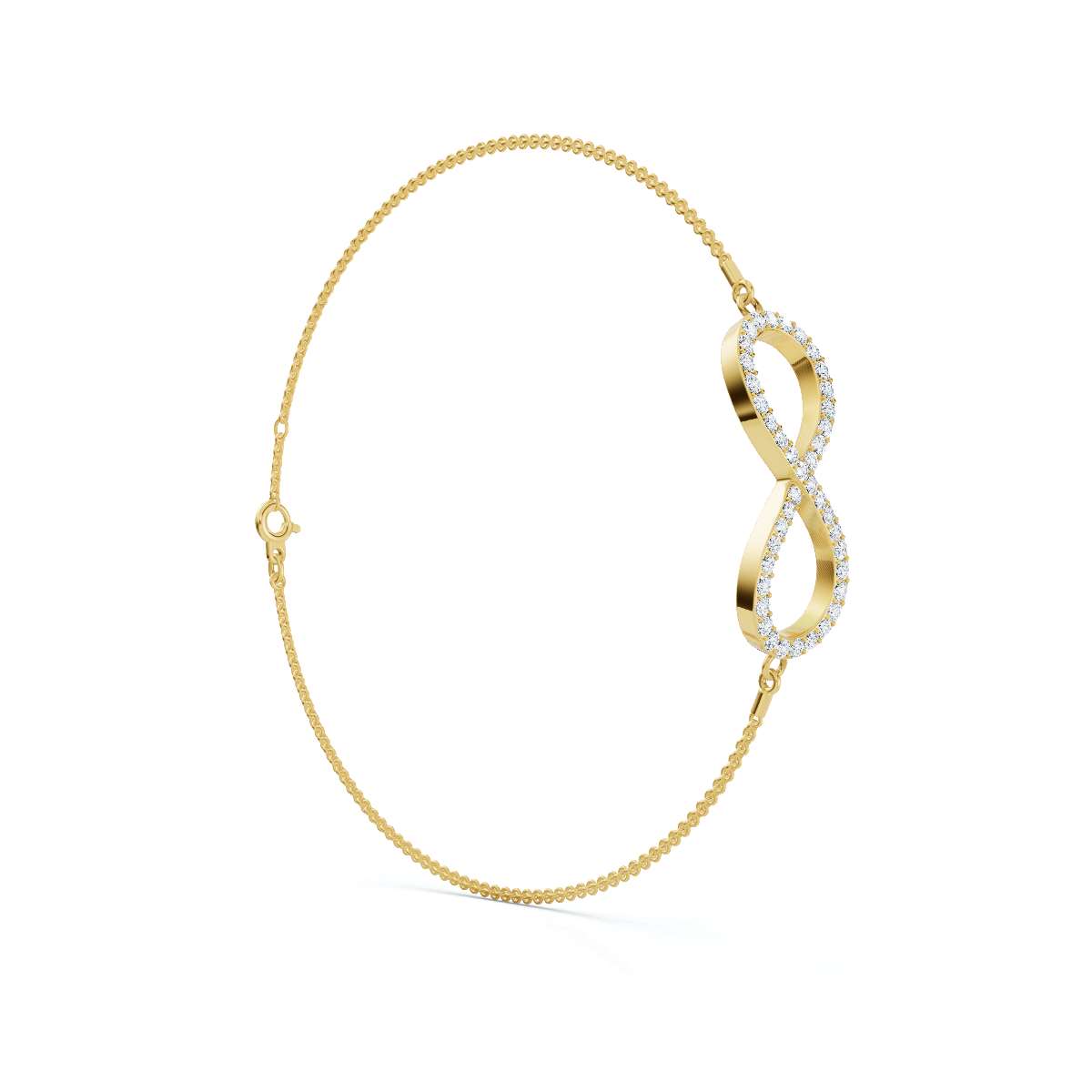 The Infinite Line: 0.38 CTW Round Lab-Grown Diamond Crossover Figure-8 Bracelet 14K-18K Gold/Platinum