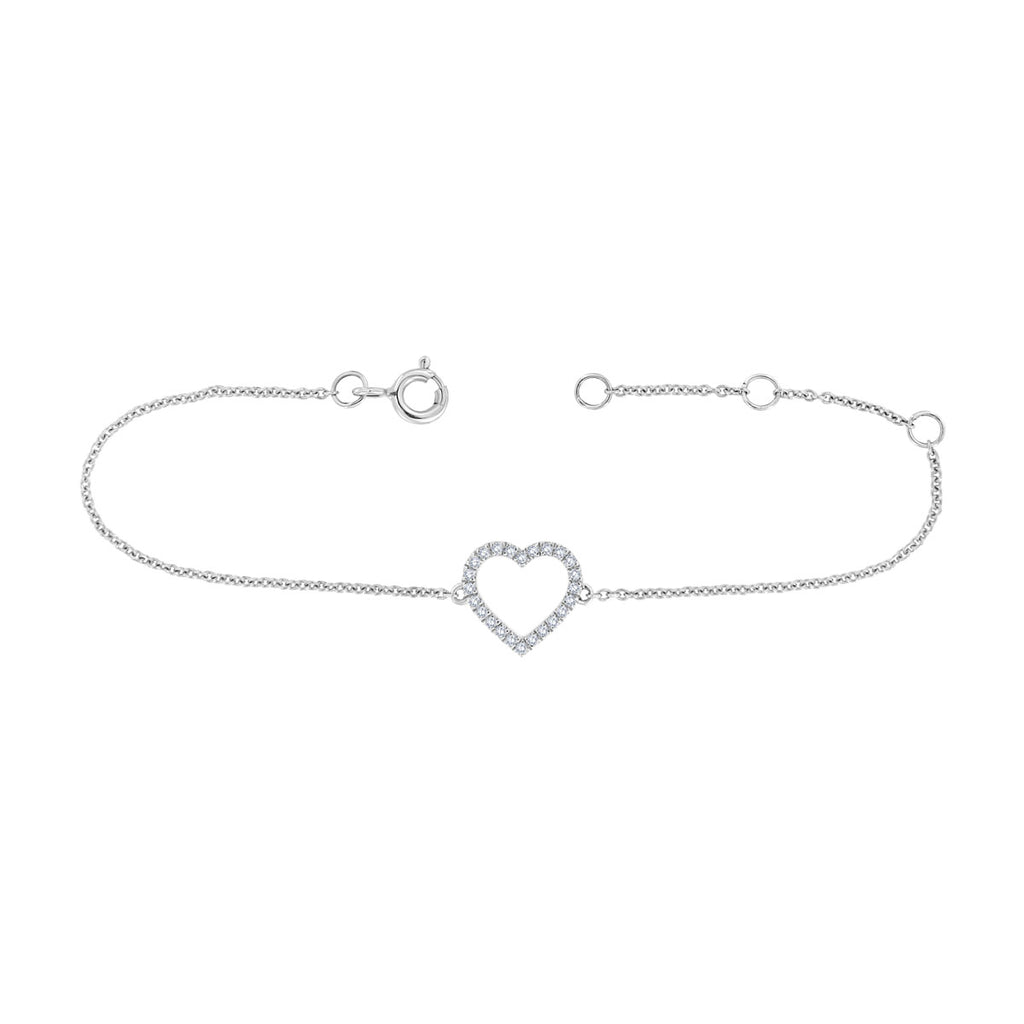 The Valentina Charm: 0.13 CTW Round Lab-Grown Diamond Silhouette Heart Bracelet 18K Gold