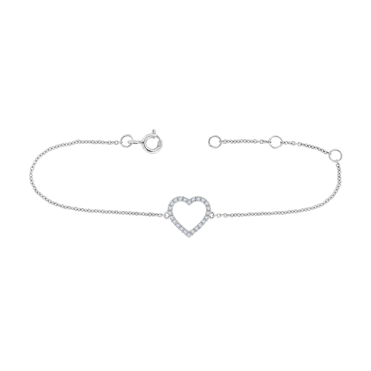 The Valentina Charm: 0.13 CTW Round Lab-Grown Diamond Silhouette Heart Bracelet 18K Gold