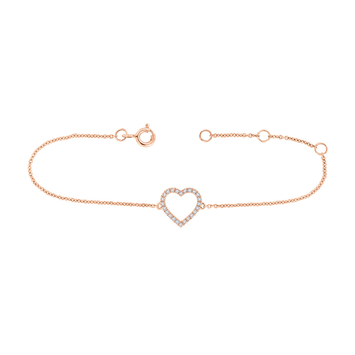 The Valentina Charm: 0.13 CTW Round Lab-Grown Diamond Silhouette Heart Bracelet 18K Gold