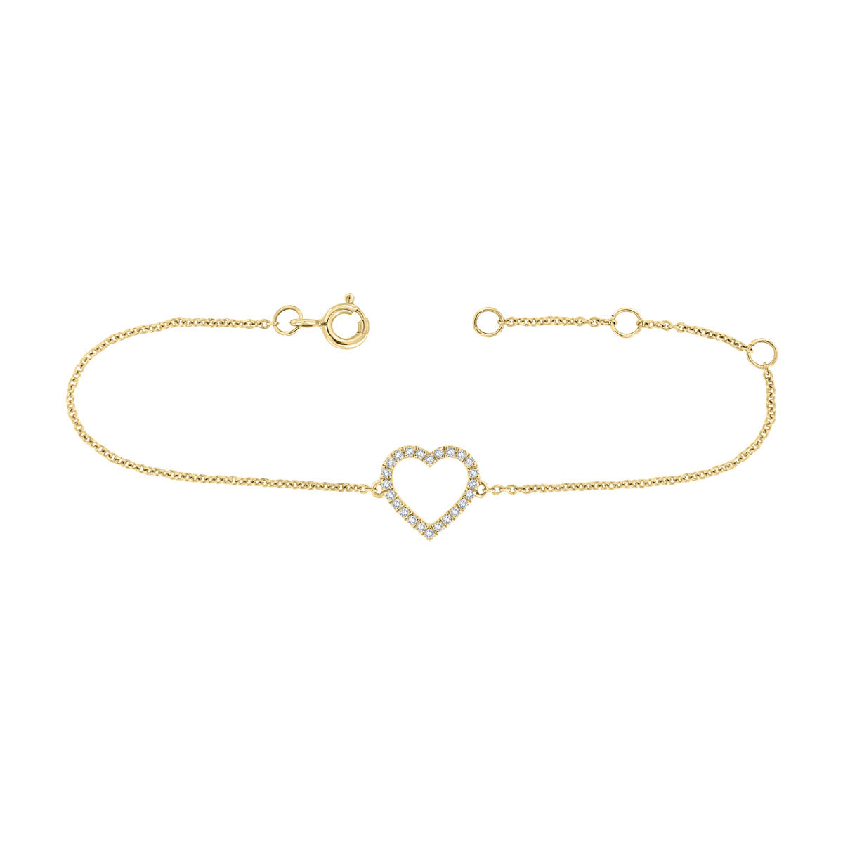 The Valentina Charm: 0.13 CTW Round Lab-Grown Diamond Silhouette Heart Bracelet 18K Gold