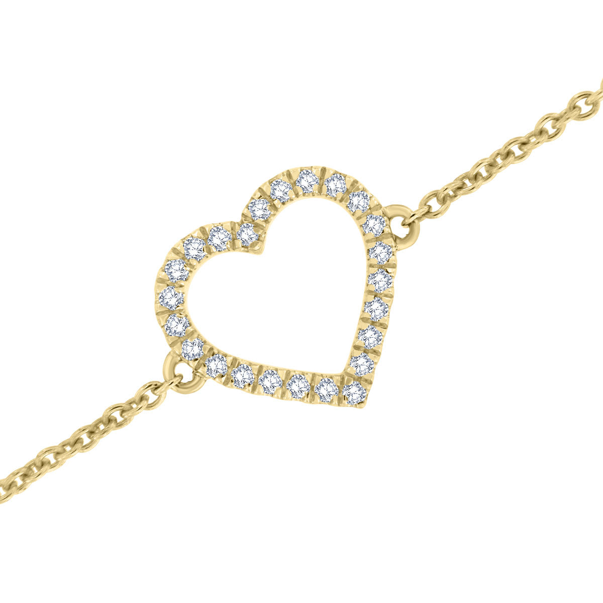 The Valentina Charm: 0.13 CTW Round Lab-Grown Diamond Silhouette Heart Bracelet 18K Gold