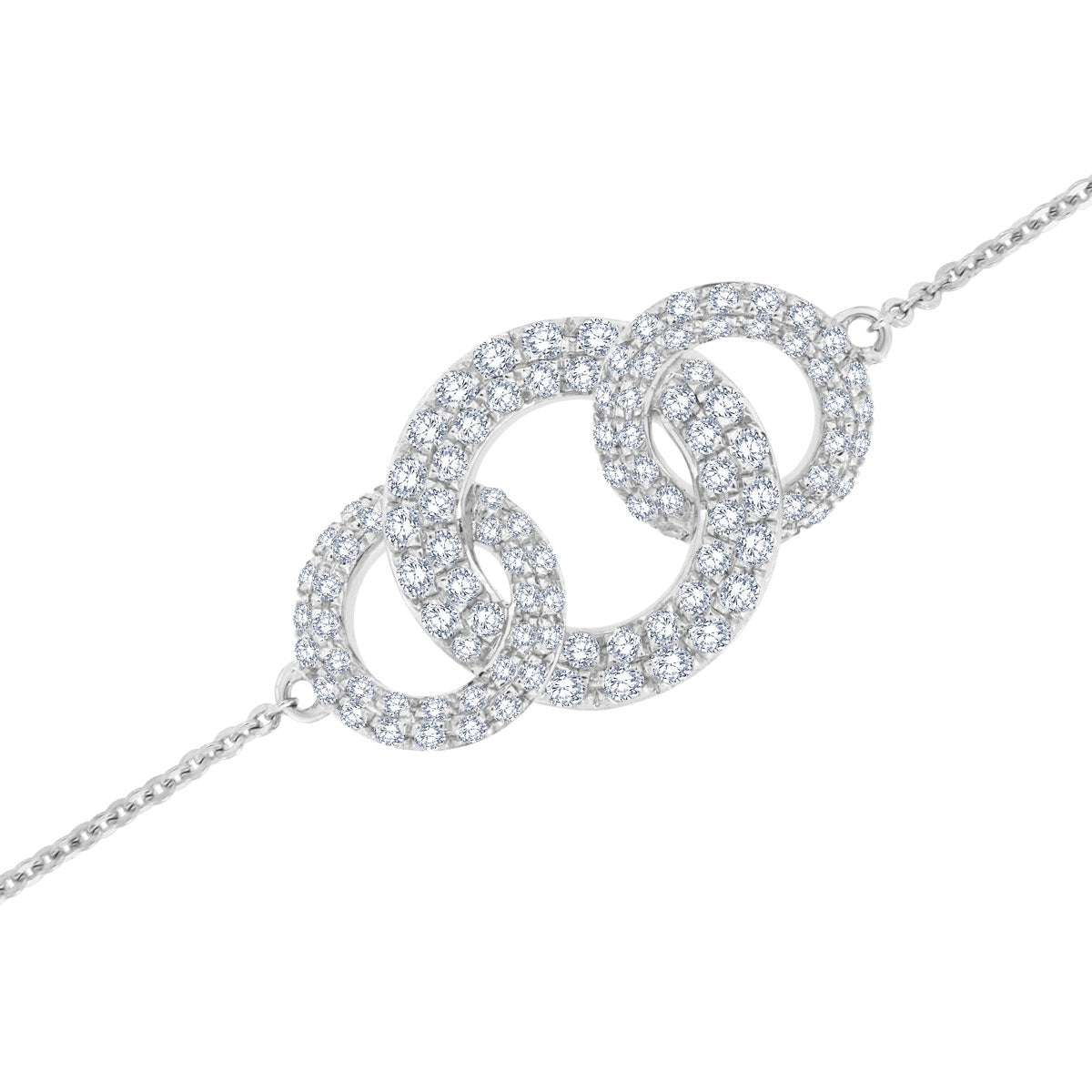 The Trinity Loop: 0.71 CTW Round Lab-Grown Diamond Interlocking Trio Bracelet 18K Gold