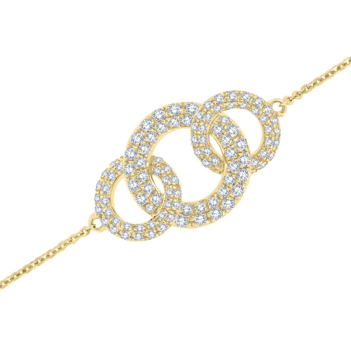 The Trinity Loop: 0.71 CTW Round Lab-Grown Diamond Interlocking Trio Bracelet 18K Gold
