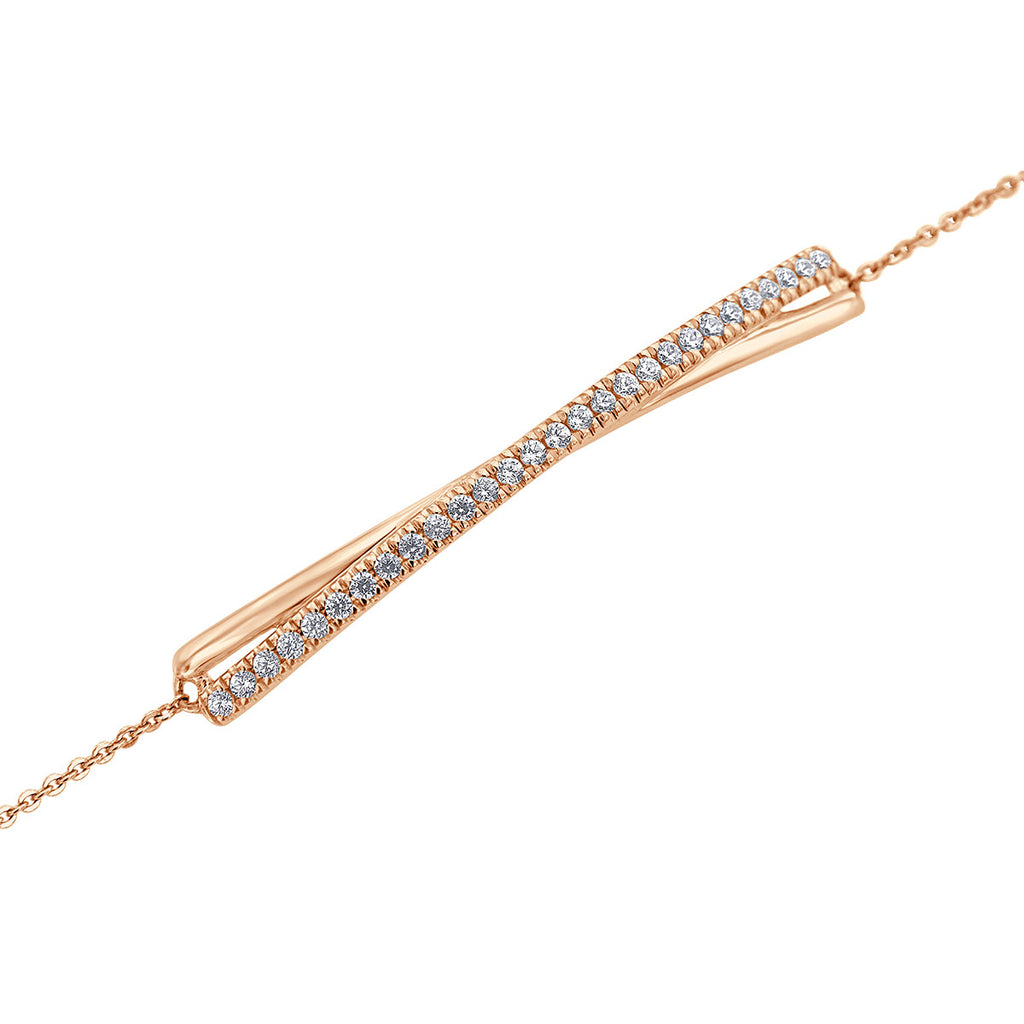 The Seraphina Slide: 0.35 CTW Round Lab-Grown Diamond Crisscross Bar Bracelet 18K Gold