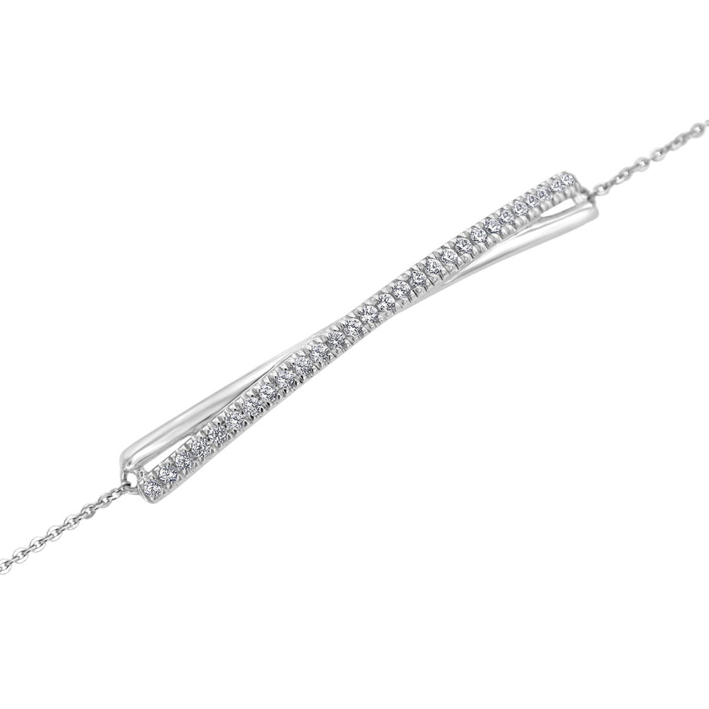 The Seraphina Slide: 0.35 CTW Round Lab-Grown Diamond Crisscross Bar Bracelet 18K Gold