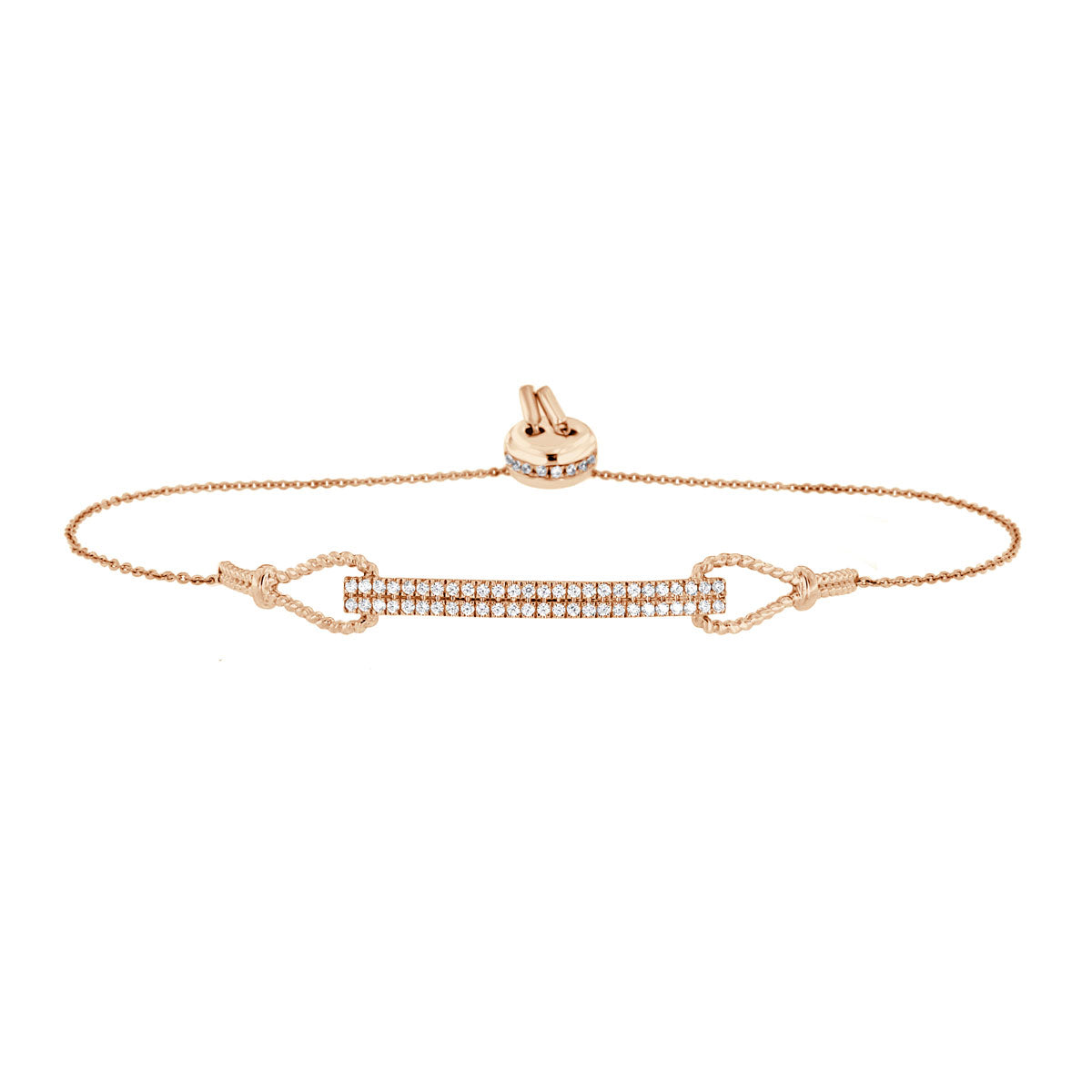 The Lumina Bolo: 0.58 CTW Round Lab-Grown Diamond Parallel Bar Adjustable Bracelet 18K Gold