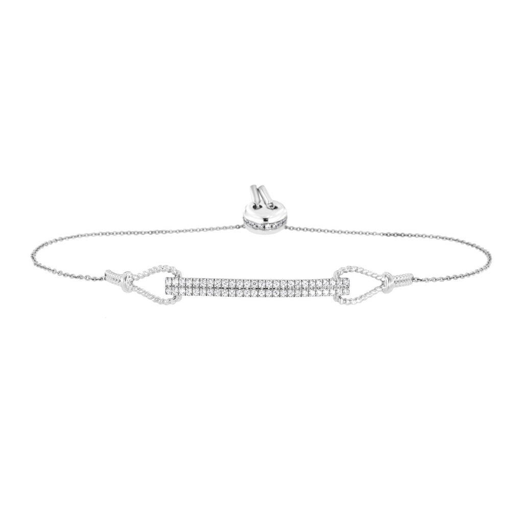 The Lumina Bolo: 0.58 CTW Round Lab-Grown Diamond Parallel Bar Adjustable Bracelet 18K Gold