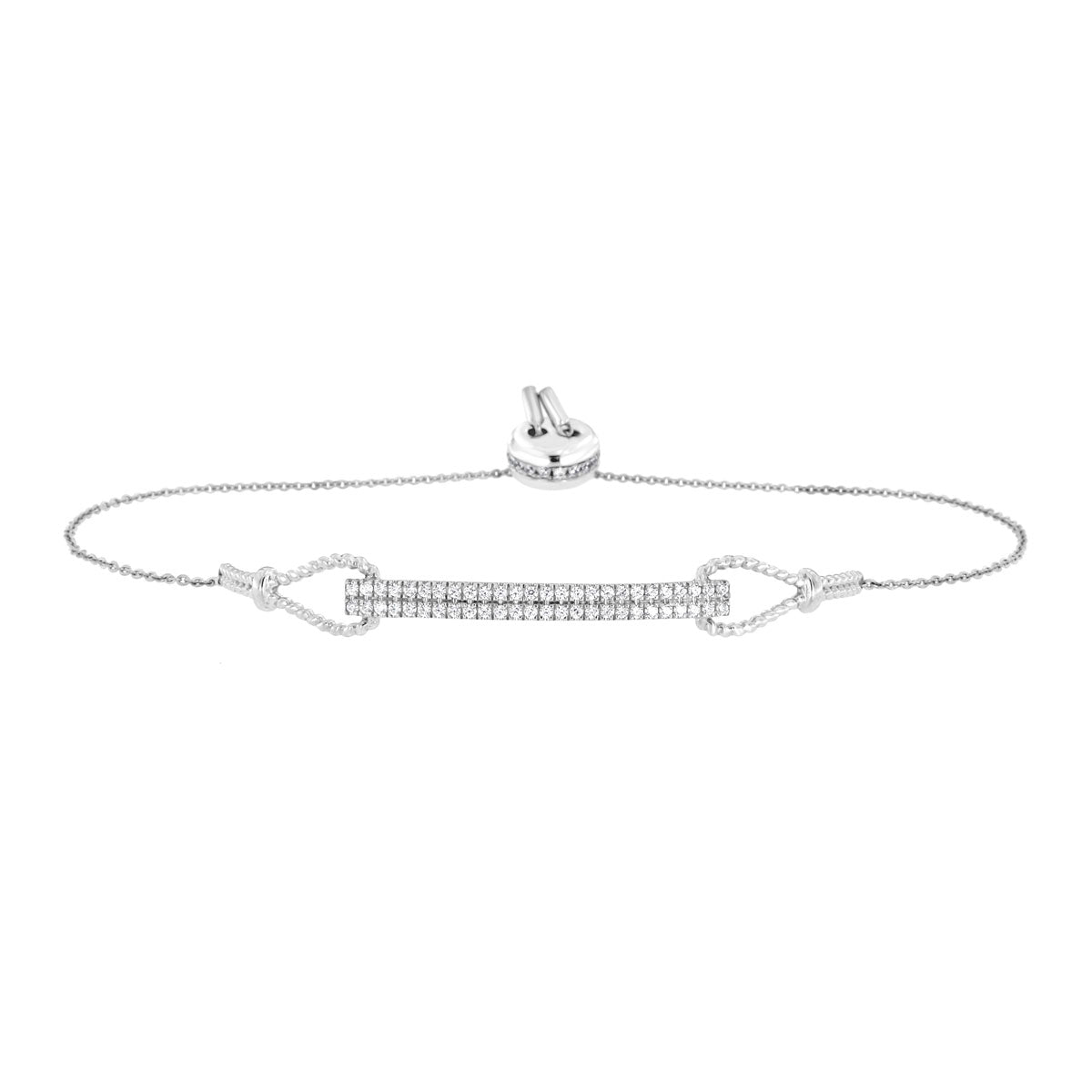 The Lumina Bolo: 0.58 CTW Round Lab-Grown Diamond Parallel Bar Adjustable Bracelet 18K Gold