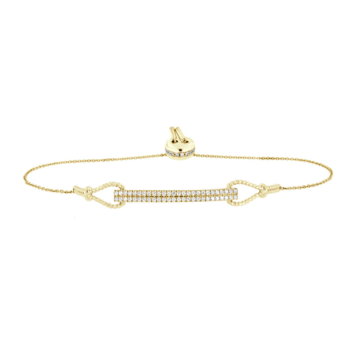 The Lumina Bolo: 0.58 CTW Round Lab-Grown Diamond Parallel Bar Adjustable Bracelet 18K Gold