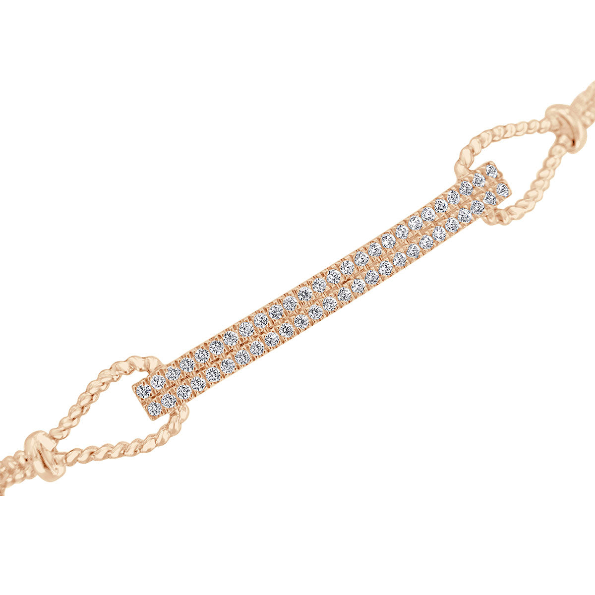 The Lumina Bolo: 0.58 CTW Round Lab-Grown Diamond Parallel Bar Adjustable Bracelet 18K Gold