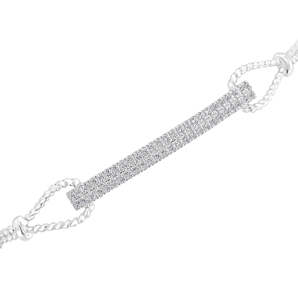 The Lumina Bolo: 0.58 CTW Round Lab-Grown Diamond Parallel Bar Adjustable Bracelet 18K Gold