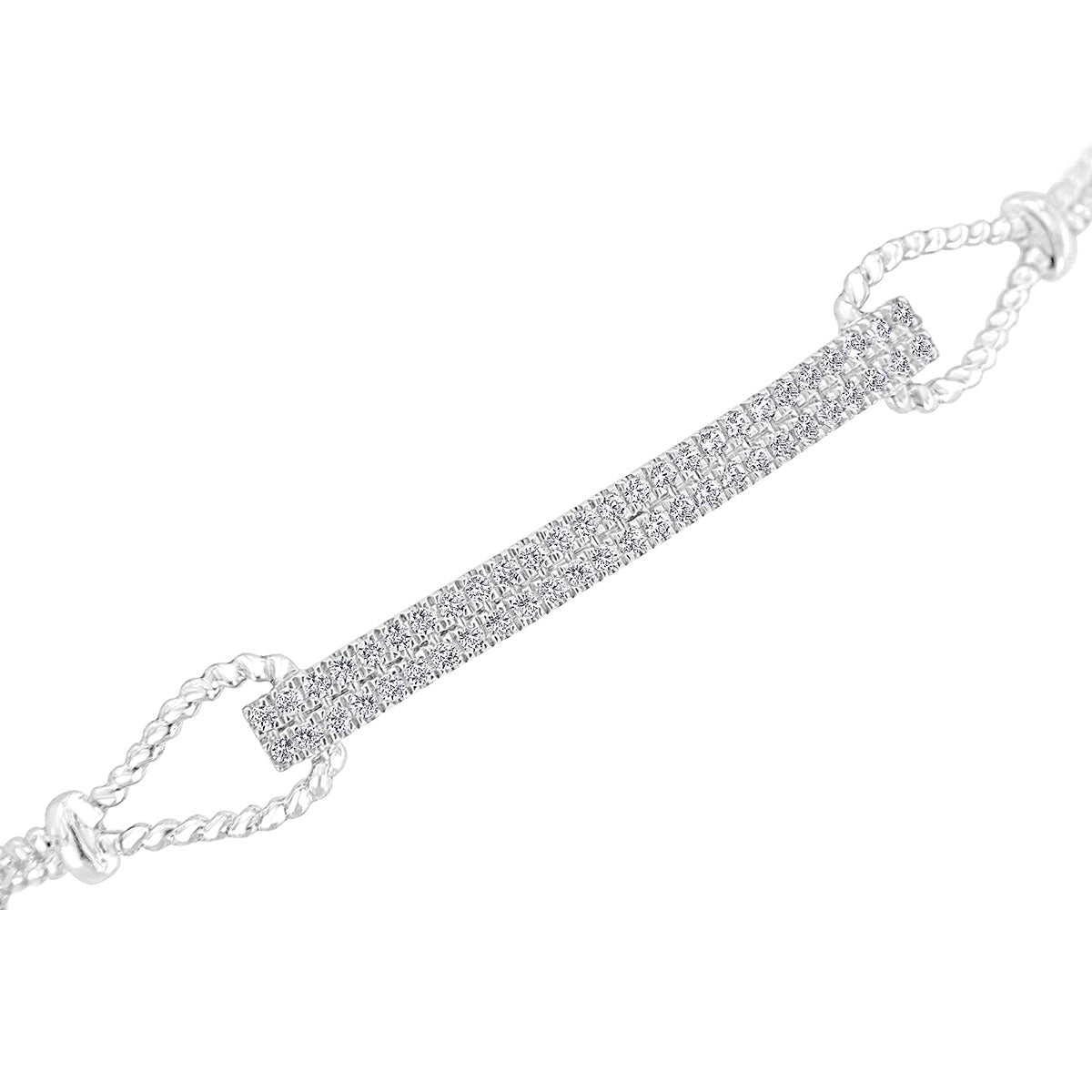 The Lumina Bolo: 0.58 CTW Round Lab-Grown Diamond Parallel Bar Adjustable Bracelet 18K Gold