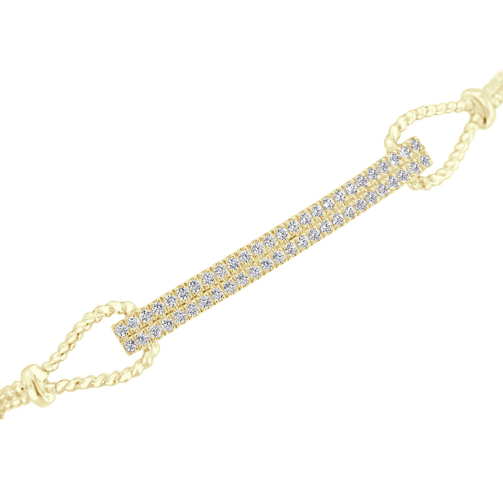 The Lumina Bolo: 0.58 CTW Round Lab-Grown Diamond Parallel Bar Adjustable Bracelet 18K Gold