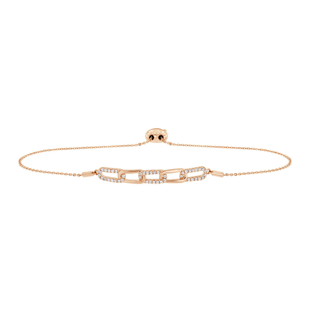 The Harlow Link: 0.31 CTW Round Lab-Grown Diamond Elongated Paperclip Adjustable Bracelet 14K Gold
