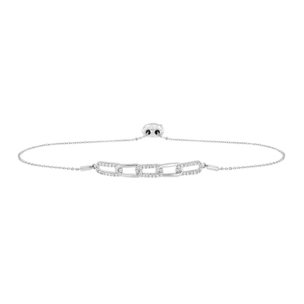 The Harlow Link: 0.31 CTW Round Lab-Grown Diamond Elongated Paperclip Adjustable Bracelet 14K Gold