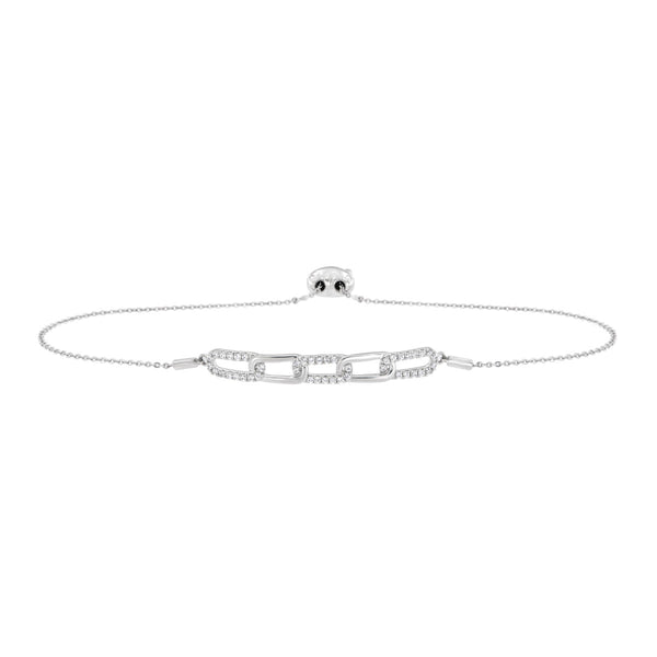 The Harlow Link: 0.31 CTW Round Lab-Grown Diamond Elongated Paperclip Adjustable Bracelet 14K Gold