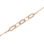 The Harlow Link: 0.31 CTW Round Lab-Grown Diamond Elongated Paperclip Adjustable Bracelet 14K Gold