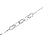 The Harlow Link: 0.31 CTW Round Lab-Grown Diamond Elongated Paperclip Adjustable Bracelet 14K Gold