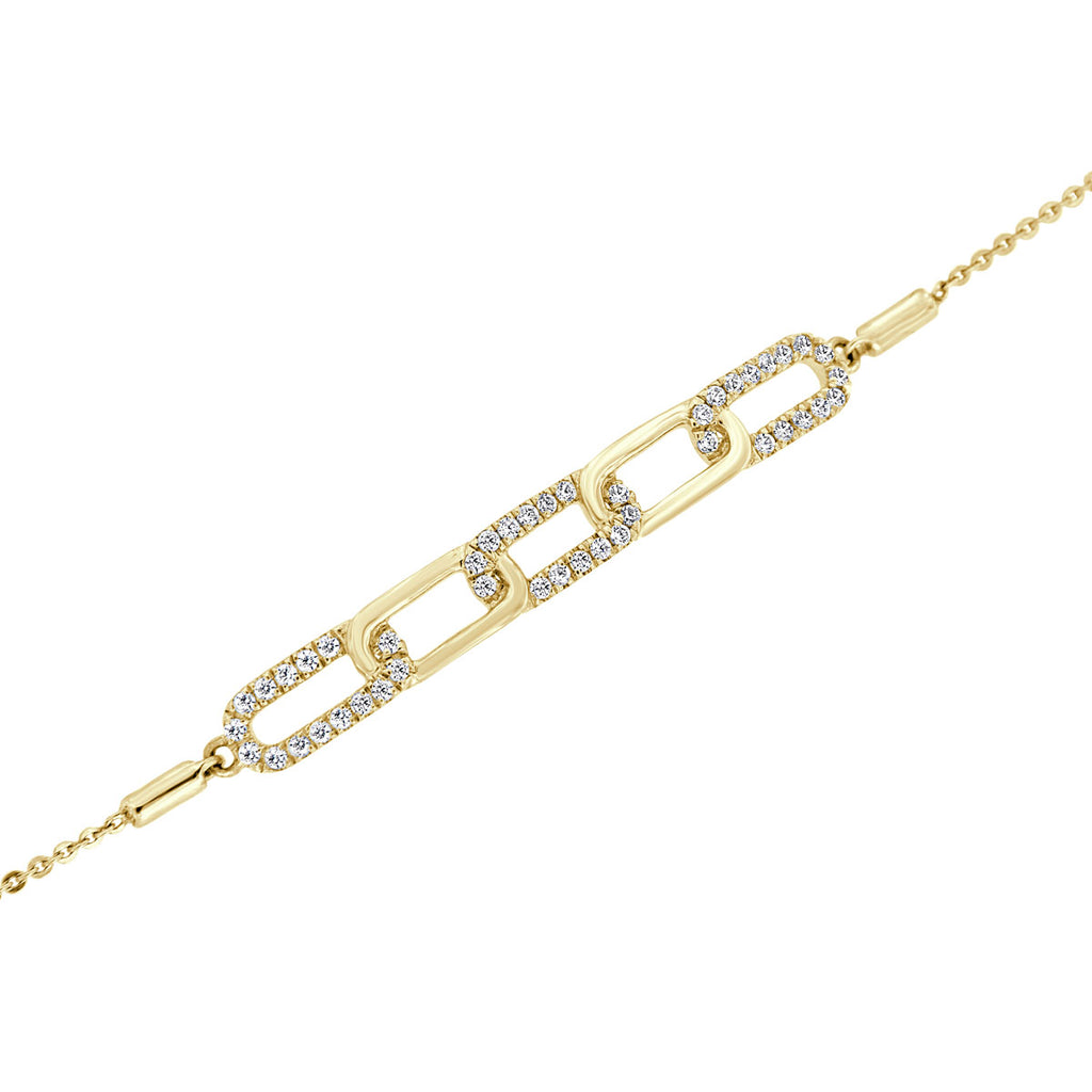 The Harlow Link: 0.31 CTW Round Lab-Grown Diamond Elongated Paperclip Adjustable Bracelet 14K Gold