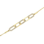 The Harlow Link: 0.31 CTW Round Lab-Grown Diamond Elongated Paperclip Adjustable Bracelet 14K Gold